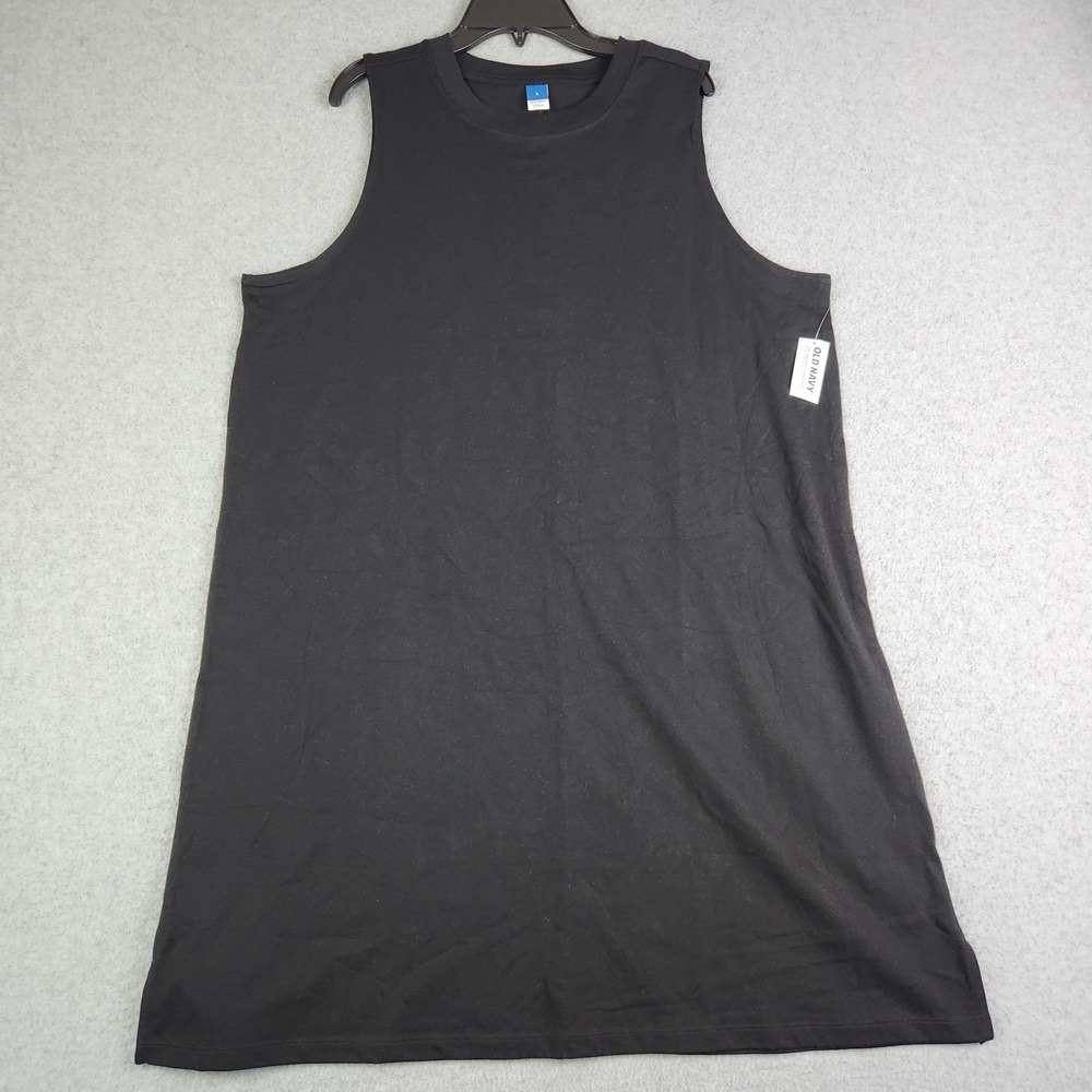 Old Navy Tank Dress‎ Womens Large Black Cotton Sleeveless Relaxed Fit Stretch